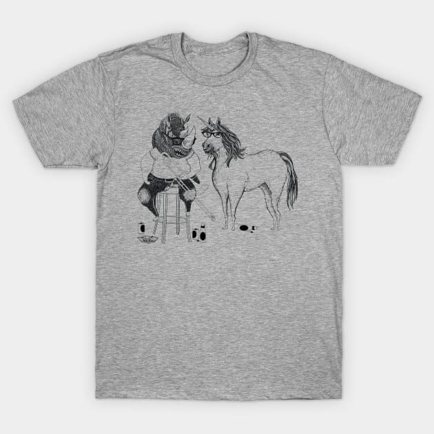 Horny Rhinoceros and Unicorn T-Shirt by BullShirtCo